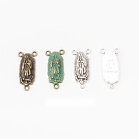 Connecteur central à trois boucles Notre-Dame de Guadalupe en alliage d'argent antique pour la fabrication de chapelets dévotionnels catholiques