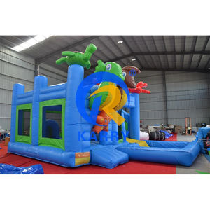 Castillo Inflable Comercial de PVC con Tobogán y Piscina, Diseño de Mundo Submarino Azul, Precio de Fábrica - Product Image 1