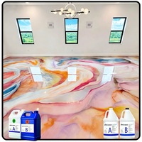 Pelapis Lantai Epoxy 3D Self-Leveling Metalik Artistik, Cat Resin Epoxy Cair, Tahan Gores Tinggi untuk Lantai