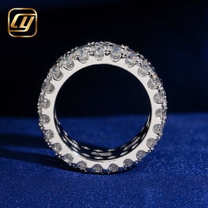 Anillo de Diamantes Cultivados en Laboratorio, Ancho y Lujoso, con Incrustaciones Completas, Plata 925, Corte Esmeralda, Anillo de Eternidad para Boda, Joyería Clásica de Compromiso con Certificado IGI - Product Image 2