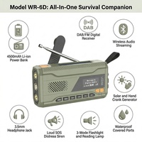 Premium 4500mAh Wireless DAB Emergency Radio With Solar Hand Crank Dynamo Charger LED Flashlight SOS Alarm Survival