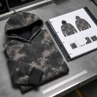 Sweat à capuche personnalisé avec logo, imprimé camouflage, 400 GSM, pour homme, streetwear, coupe oversize, en molleton, vente en gros