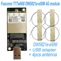 T77W968 DW5821e DW5821e-eSIM LTE Cat16 GNSS 5G Modul Kartu WWAN Qual Comm Snapdragon X20 USB 3.0 Set dengan 4 buah Antena