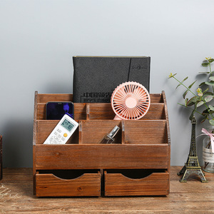 Solid Wood Desktop Organizer With Dividers And <b>Drawers</b> For Office Storage Rectangle Shape JLD2183 - Product Image 1