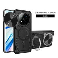 Housse de caméra coulissante pour Redmi NOTE 14 PRO PLUS 5G 4G Luxury Rugged 360 Rotation Ring Kickstand Cell Phone Case