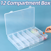 Boîte de rangement en plastique transparent à 12 compartiments SUNSHING Factory, fabriquée avec des matériaux recyclés, pour organiser les leurres de pêche à la mouche et les petites perles pour travaux manuels