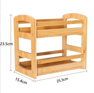 Portaspezie in bambù e <span class=keywords><strong>legno</strong></span> a 2 strati pieghevole armadio da cucina con funzione pieghevole <span class=keywords><strong>porta</strong></span> mensola da bagno - Product Image 4