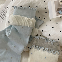 Chaussettes mi-mollet printemps-été, chaussettes multicolores à pois frais et couleurs contrastées, chaussettes en coton sans couture