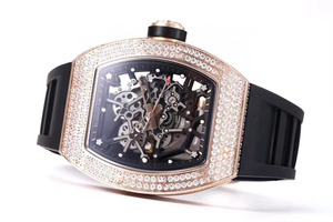 oem logo top-quality, noble and high-quality rose gold diamond-encrusted <b>automatic</b> mechanical waterproof <b>wristwatch</b> - Product Image 3
