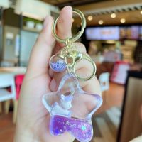 Porte-clés Bouteille de Lait Licorne Flottante, Mode Fille, Cœur, Liquide, Sable Mouvant, Huile, Bouteille à Flottaison, Pendentif