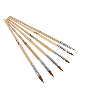Lot de 6 pinceaux à manche en bois pour sculpture sur bois, fibres synthétiques, pour croquis et gel artistique, logo personnalisé OEM ODM - Product Image 1