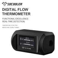Socooler Dissipateur thermique en aluminium Débitmètre d'eau Thermomètre numérique OLED Roulement à fluide B06 3 broches/4 broches pour processeur Boîtier d'ordinateur