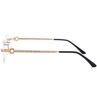 Monture de lunettes en alliage Borregls pour hommes, nouveau design de marque, lunettes sans monture carrées avec diamants, lunettes optiques sans monture en métal pour femmes 150267