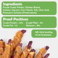 Friandises pour chiens et chats au poulet enveloppé de patates douces, pour la santé digestive, personnalisation OEM