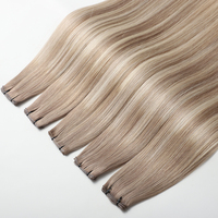 100% Extensions de cheveux humains vierges indiens Double dessiné Invisible pour Genius Weft Light Color New Micro Loop Hand-Tied Balayage