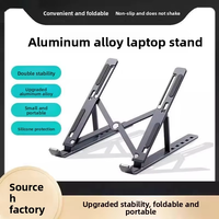 Support pour ordinateur portable en aluminium pliable, support portable pour ordinateur portable ergonomique réglable en hauteur avec coussinets en silicone pour bureau