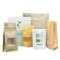 Sac d'emballage composite personnalisable en papier kraft gaufré de qualité alimentaire, résistant à l'humidité, avec fermeture éclair en plastique LDPE, pour