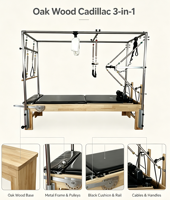 Máquina de Pilates Multifuncional Cadillac Reformer MJD W25 con Estructura de Roble Macizo para Ejercicios Corporales
