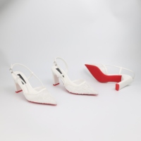 Diamant Agrémenté Mules Maille Dames Sexy Slingbacks Slip-On Sandale Talons Rouge Bas Pompes pour Femmes