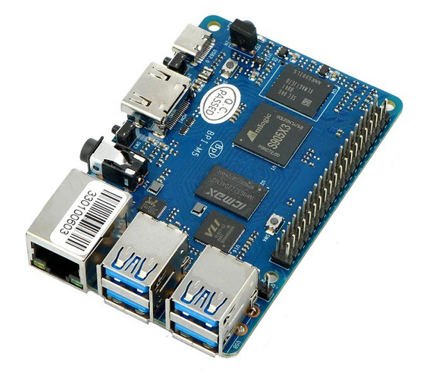 Banana Pi BPI-M5 SBC Amlogic S905X3 Quad-Core Cortex-A55 4GB LPDDR4 16GB EMMC 4xUSB3.0 GPIO40 Android/Linux