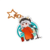Fabricant de porte-clés personnalisés en acrylique OEM, vente en gros, pendentifs breloques personnalisés avec personnage anime chibi transparent et fermoir étoile