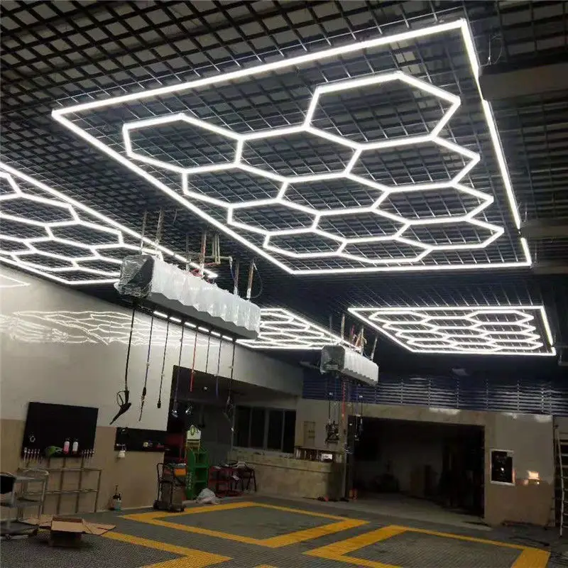 ドロップシッピングハニカム自動ディテール製品ライトワークショップハニカム天井LED六角形ガレージ照明