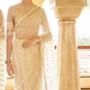 Nouveau -- Saree dernier et exclusif de travail à la main avec des perles de verre travail de la pierre pour la saison de mariage/fête-2020 - Product Image 1