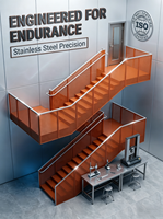 Escalier robuste en acier inoxydable résistant à l'usure, en forme de Z, pour les bureaux commerciaux, les parcs et les zones à fort trafic