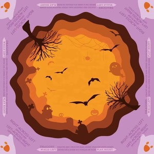 Tapis de jeu de Mahjong américain pré-imprimé avec motif de toile d'araignée à carreaux fantôme d'Halloween effrayant - Product Image 4