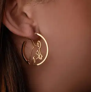 Fashion Women Jewelry Gold Personalized Symbol Logo Brand Name Hoops Customized Text Word Circle Name Earrings