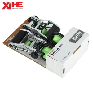 2 PK Heavy Duty 1 Inch 25mm Ratchet Tie Downs Logo personnalisé Zinc Polyester Cargo Lashing Tie Tender 2-Piece Set Sangle Bagage - Product Image 2