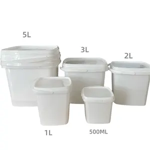 クリアホワイト食品グレードプラスチック200ml、350ml、500ml、750ml、1L、2L、3L、5L蓋付き容器