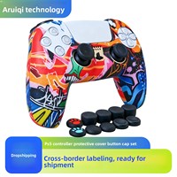 Coque en silicone pour manette PS5, protection par transfert d'eau, capuchons de joystick, accessoires pour console de jeu