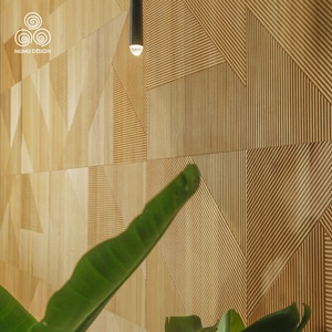 <span class=keywords><strong>MUMU</strong></span> DESIGN Panel de pared de rompecabezas 3D Instalación interior conveniente de paneles de pared de patrón geométrico de madera contrachapada maciza - Product Image 1
