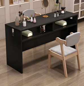 Table de manucure et pédicure en bois avec rangement et comptoir de présentation pour salon de beauté - Product Image 3