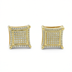 Pendientes de Diamantes de Oro Sólido de 18K de Lujo, Corte Princesa, Color G, Diamantes Naturales, Joyería Unisex para Uso Diario - Product Image 1