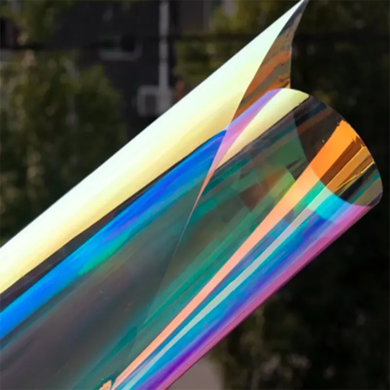 Colorful Blue Dichroic Iridescent Holographic Window Film high Glossy Vinyl Rainbow glass film