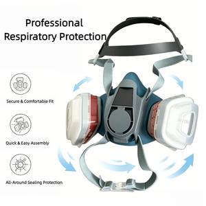 Demi-<span class=keywords><strong>masque</strong></span> à gaz, respirateur en silicone contre les vapeurs organiques et la poussière - Product Image 2
