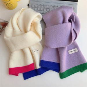 Bonbons couleur douce fille tricoté longue écharpe femmes hiver Vintage polyvalent étudiant chaud laine sentiment tricot <span class=keywords><strong>cou</strong></span> plus chaud à la mode - Product Image 3