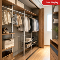 Armoire en métal moderne, placard mural ouvert, cadre en aluminium, porte pliante, rangement de chambre à coucher, organisateur de vêtements