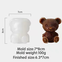 Moule à glaçons en silicone 3d en forme d'animal, ours en peluche simple de qualité alimentaire pour la maison