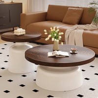 Table basse ronde nordique moderne avec plateau en bois massif et structure en métal pour la maison ou l'hôtel/villa, ensemble de meubles élégants pour le salon