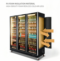 Réfrigérateur professionnel à 3 portes pour boissons, avec refroidissement par air, pour bar commercial, vitrine réfrigérée pour vin