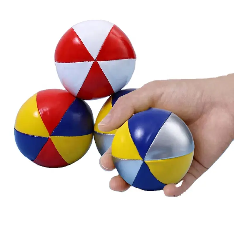 Bas prix en vrac coloré 6 panneaux PU cuir balle de jonglage ensemble PU balle de jonglage anti-Stress magique cirque débutant enfants jouant jouet