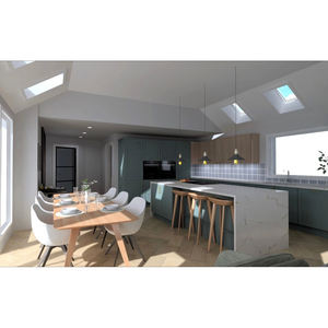 Couleur <span class=keywords><strong>pop</strong></span> moderne texture en bois contrastée laque haute brillance planche de bois stratifié armoire de cuisine - Product Image 1