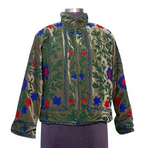 Chaqueta Artesanal Boho Chic Multicolor Suzani Bordada en Algodón Tejido Ecológico para Mujer, Transpirable, Diseño Floral Hecho a Mano - Product Image 1
