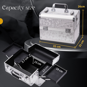 <b>Makeup</b> <b>Case</b> Organizer with 4Trays Large Cosmetic Train <b>Case</b> Beauty Storage Box with Shoulder Strap for <b>Makeup</b> Artist Nail Tech - Product Image 5