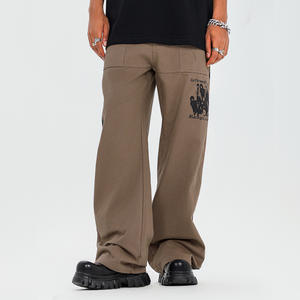 Pantalons cargo décontractés en coton de grande taille, coupe droite, jambe large, style baggy, pour hommes - Product Image 2