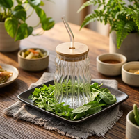 Gobelet de style Ins pour usage domestique avec paille, en verre borosilicaté, idéal pour les femmes pour boire des boissons froides comme le thé et le thé au lait.