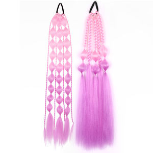 24 Inch Ombre Rainbow Cute Elastic Hair Band Bubble <span class=keywords><strong>Box</strong></span> Braid Ponytail para Crianças Crazy Hair Day - Product Image 2